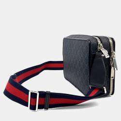 Pre Owned Gucci Navy Blue Coated Canvas Gg Supreme Crossbody Bag
