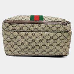 Pre Owned حقيبة ظهر غوتشي GG أفيليا بني بيج PVC حجم متوسط