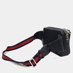 مملوكة مسبقًا حقيبة خصر غوتشي بولي فينيل كلورايد سوبرمية رمادية بحزام