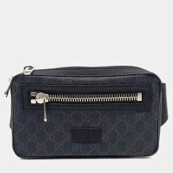 مملوكة مسبقًا حقيبة خصر غوتشي بولي فينيل كلورايد سوبرمية رمادية بحزام