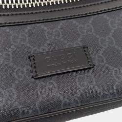 مملوكة مسبقًا حقيبة خصر غوتشي بولي فينيل كلورايد سوبرمية رمادية بحزام