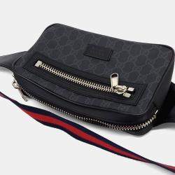 مملوكة مسبقًا حقيبة خصر غوتشي بولي فينيل كلورايد سوبرمية رمادية بحزام