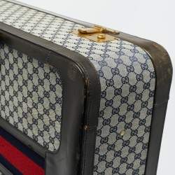 Pre Owned حقيبة سفر غوتشي كانفاس وشريط جلد بني غامق/ كحلي GG