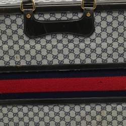 Pre Owned حقيبة سفر غوتشي كانفاس وشريط جلد بني غامق/ كحلي GG