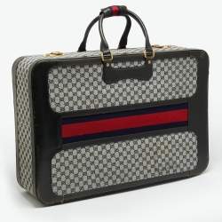 Pre Owned حقيبة سفر غوتشي كانفاس و شريط جلد بني غامق/ كحلي GG