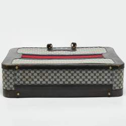 Pre Owned حقيبة سفر غوتشي كانفاس وشريط جلد بني غامق/ كحلي GG