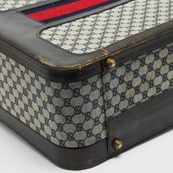 Pre Owned حقيبة سفر غوتشي كانفاس وشريط جلد بني غامق/ كحلي GG