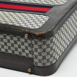 Pre Owned حقيبة سفر غوتشي كانفاس وشريط جلد بني غامق/ كحلي GG
