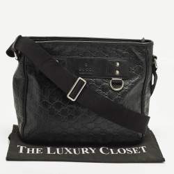 Pre Owned حقيبة ماسنجر غوتشي جلد غوچيسيما سوداء