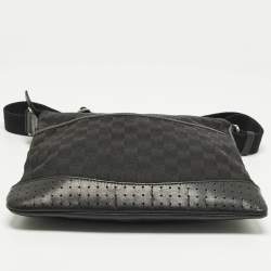 Pre Owned حقيبة ماسنجر مسطحة كانفاس GG أسود غوتشي