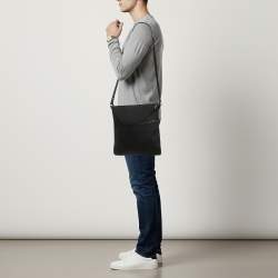 Pre Owned حقيبة ماسنجر مسطحة كانفاس GG أسود غوتشي