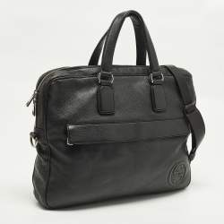 Pre Owned حقيبة مستندات غوتشي جلد سوداء للأعمال