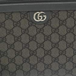 Pre Owned حقيبة معصم صغيرة غوتشي أوفيديا كانفاس جي جي سوبريم رمادي