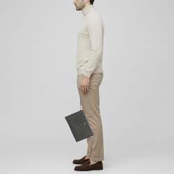 Pre Owned حقيبة معصم صغيرة غوتشي أوفيديا كانفاس جي جي سوبريم رمادي