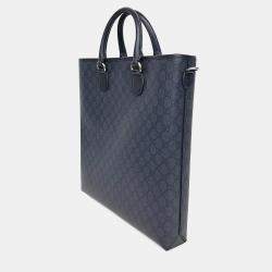 Pre Owned Gucci Navy Blue PVC Ophidia GG Tote Bag
