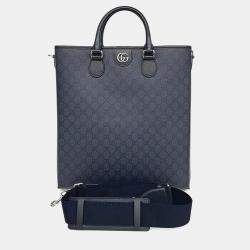 مملوكة مسبقًا Gucci Navy Blue PVC Ophidia GG Tote Bag