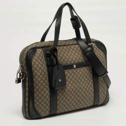 Pre Owned Gucci Business Black/Beige Diamante Coated Canvas Briefcase