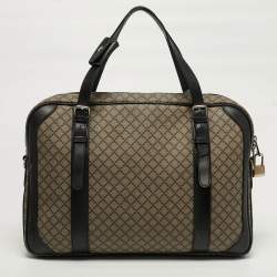 Pre Owned Gucci Business Black/Beige Diamante Coated Canvas Briefcase