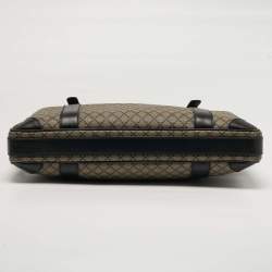 Pre Owned Gucci Business Black/Beige Diamante Coated Canvas Briefcase