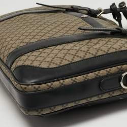 Pre Owned Gucci Business Black/Beige Diamante Coated Canvas Briefcase