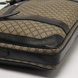 Pre Owned Gucci Business Black/Beige Diamante Coated Canvas Briefcase