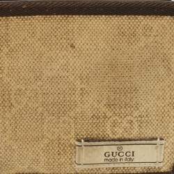 Pre Owned Gucci Logo Brown/Cream GG Canvas and Leather Bifold Wallet
