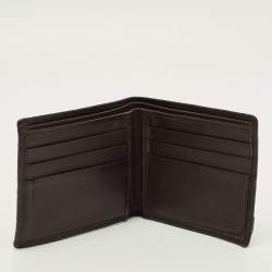 مملوكة مسبقًا Gucci Logo Metal Dark Brown Guccissima Leather Bifold Wallet