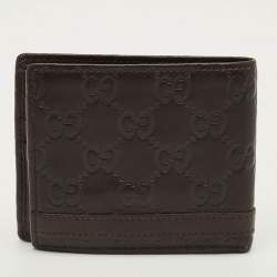 مملوكة مسبقًا Gucci Logo Metal Dark Brown Guccissima Leather Bifold Wallet