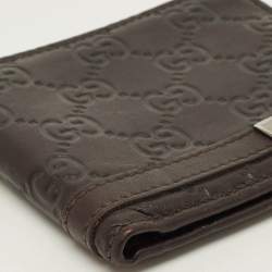 مملوكة مسبقًا Gucci Logo Metal Dark Brown Guccissima Leather Bifold Wallet