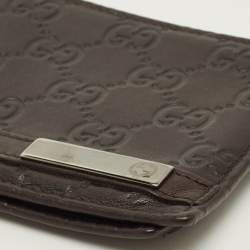 مملوكة مسبقًا Gucci Logo Metal Dark Brown Guccissima Leather Bifold Wallet