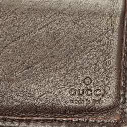 مملوكة مسبقًا Gucci Logo Metal Dark Brown Guccissima Leather Bifold Wallet