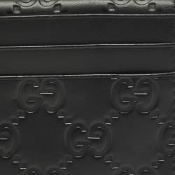 مملوكة مسبقًا حافظة بطاقات غوتشي ثنائية الطية جلد غوتشيسيما أسود