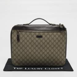 Pre Owned Gucci Brown/Beige GG Supreme Canvas Portfolio Case
