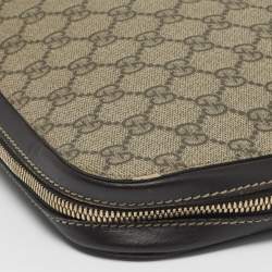 Pre Owned Gucci Brown/Beige GG Supreme Canvas Portfolio Case