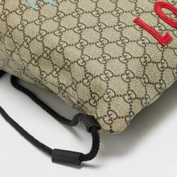 Pre Owned حقيبة ظهر غوتشي كت angry بيج/أسود كانفاس جي جي سوبرم وقماش بسحاب شد