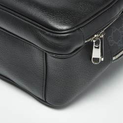 Pre Owned Gucci Medium Black GG Supreme Canvas and Leather Backpack