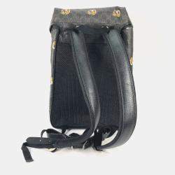 Pre Owned حقيبة ظهر غوتشي متوسطة بشعار جي متشابك ونقشة النمر في كانفاس جي جي سوبرم أسود