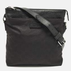 Pre Owned حقيبة ماسنجر غوتشي جلد ونايلون جي جي أسود