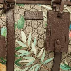 Pre Owned Gucci Tian Brown/Beige GG Supreme Canvas and Leather Duffel Bag