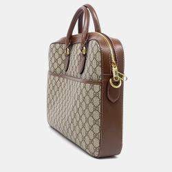 Pre Owned Gucci Beige PVC Interlocking Briefcase
