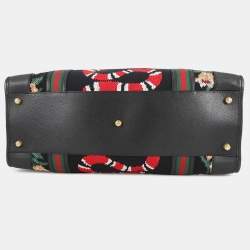 Pre Owned حقيبة سفر غوتشي شيري لاين سنيك قماش أسود/بيج وجلد