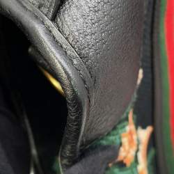 Pre Owned حقيبة سفر غوتشي شيري لاين سنيك قماش أسود/بيج وجلد