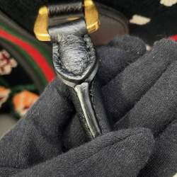 Pre Owned حقيبة سفر غوتشي شيري لاين سنيك قماش أسود/بيج وجلد