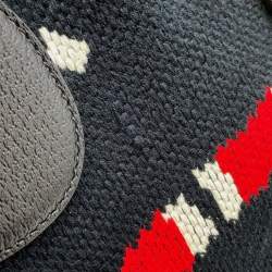 Pre Owned حقيبة سفر غوتشي شيري لاين سنيك قماش أسود/بيج وجلد