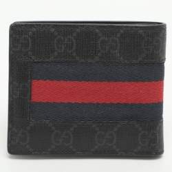Pre Owned Gucci Web Black GG Coated Canvas Fabric Bifold