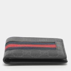 Pre Owned Gucci Web Black GG Coated Canvas Fabric Bifold