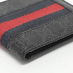 Pre Owned Gucci Web Black GG Coated Canvas Fabric Bifold