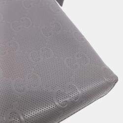 Pre Owned Gucci Grey Leather Gucci Jumbo GG Messenger Bag