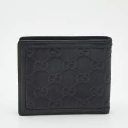 مملوكة مسبقًا محفظة غوتشي جلد غوتشيسيما أسود ثنائية الطية