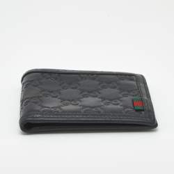 مملوكة مسبقًا محفظة غوتشي جلد غوتشيسيما أسود ثنائية الطية